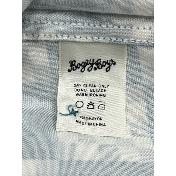 NWOT Bogey Boys by Macklemore Men's Big Check Button-Up Shirt Blue/White Sz M - Picture 4 of 8